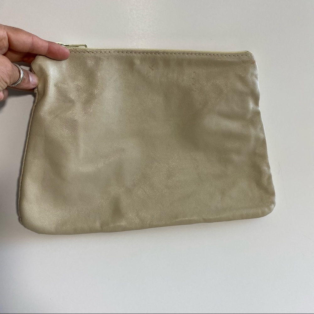 Vintage Soft Leather Clutch purse bag bone color - Picture 2 of 5